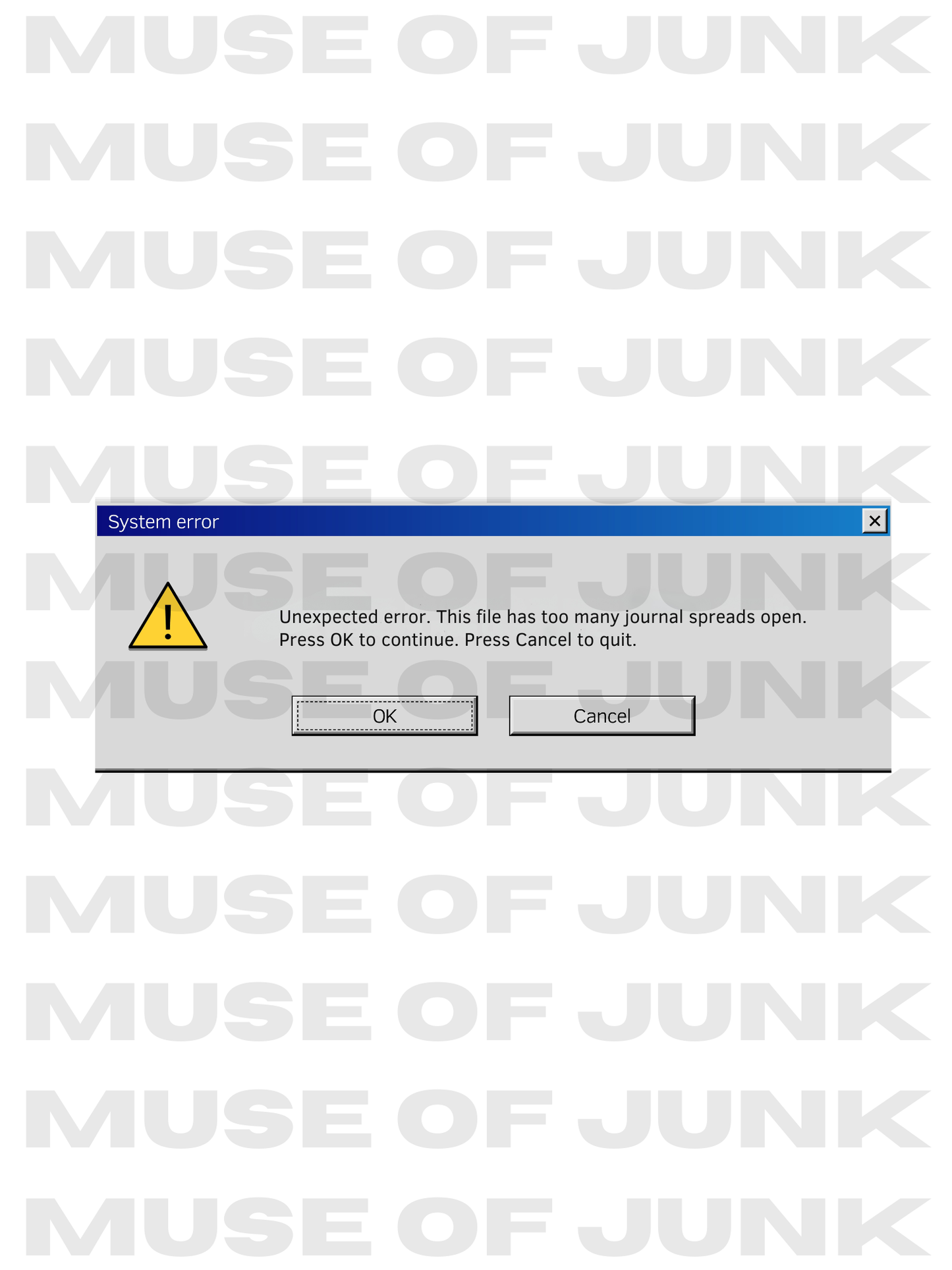 ERROR: TOO MANY JOURNAL SPREADS STICKER