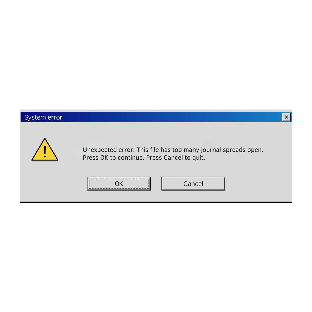 ERROR: TOO MANY JOURNAL SPREADS STICKER